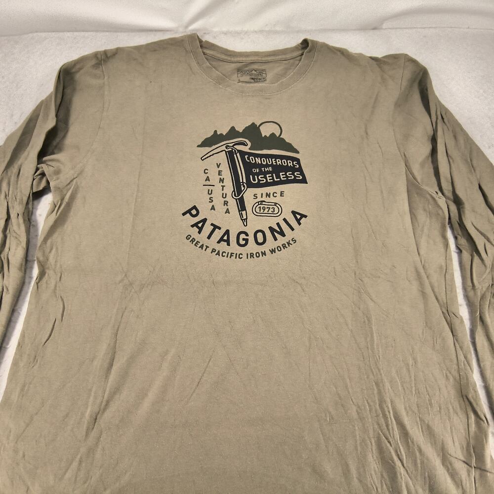 Patagonia Regular Fit Long Sleeve Crew Neck Shirt Mens Size Large L Green